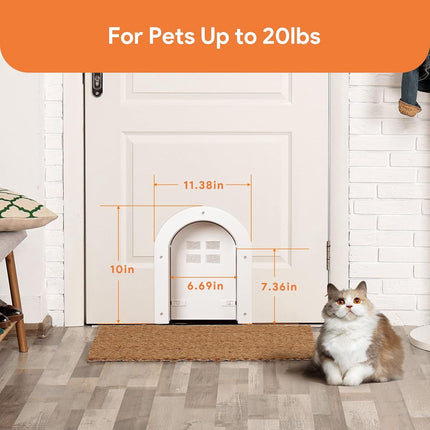 Cat flap - Cat flaps - Cat flap with tunnel - Small cat flap - Cat door - White - Magnetic closure - Waterproof - Suitable for medium & small cats - Indoor & outdoor doors - Size M.
