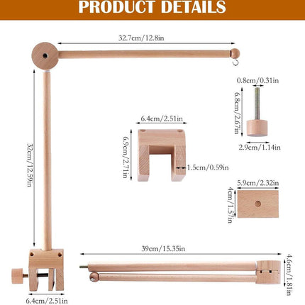 Playpen Mobile - Mobile Holder - Crib Mobile - Wooden Baby Mobile Holder - Wooden Musical Mobile Holder - Wooden Baby Mobile Holder - Wooden Playpen Mobile Holder - Baby Room Decoration - Adjustable Arm for Playpen - Easy to Mount - Adjustable - For Playp.