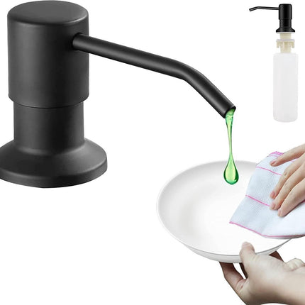Built-in Soap Dispenser - 300ML - Stainless Steel - 360° Rotatable - Convenient - Practical - Durable - Refillable Set - 26-31mm Hole In Sink Or Countertop - Curved Spout - Soap Pump - Soap Pump - For Home Countertop - Black - High Quality.
