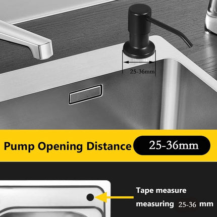 Built-in Soap Dispenser - 300ML - Stainless Steel - 360° Rotatable - Convenient - Practical - Durable - Refillable Set - 26-31mm Hole In Sink Or Countertop - Curved Spout - Soap Pump - Soap Pump - For Home Countertop - Black - High Quality.