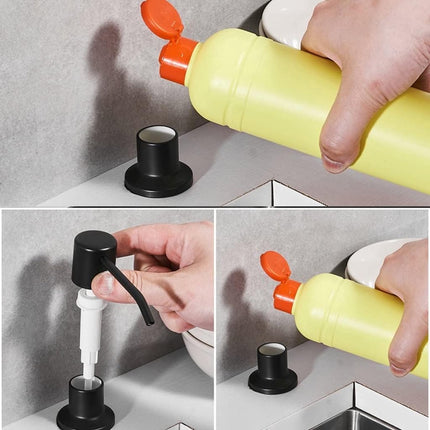 Built-in Soap Dispenser - 300ML - Stainless Steel - 360° Rotatable - Convenient - Practical - Durable - Refillable Set - 26-31mm Hole In Sink Or Countertop - Curved Spout - Soap Pump - Soap Pump - For Home Countertop - Black - High Quality.