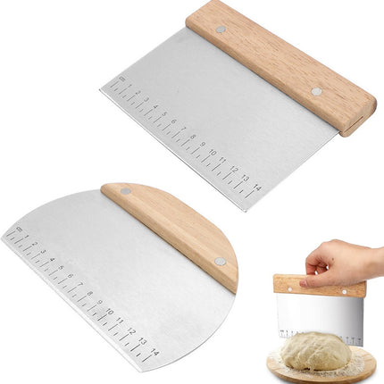 Dough Scraper - 2 Pieces - Dough Scraper - Dough Cutter - Dough Cutter - Cake Scraper - Semi-Round Dough Cutter - Fondant Scraper - Pizza Knife - Cake Scraper - Pie Scraper - Kitchen Scraper - Ergonomic - For Pies and Cakes - Dishwasher Safe - Stainless S.