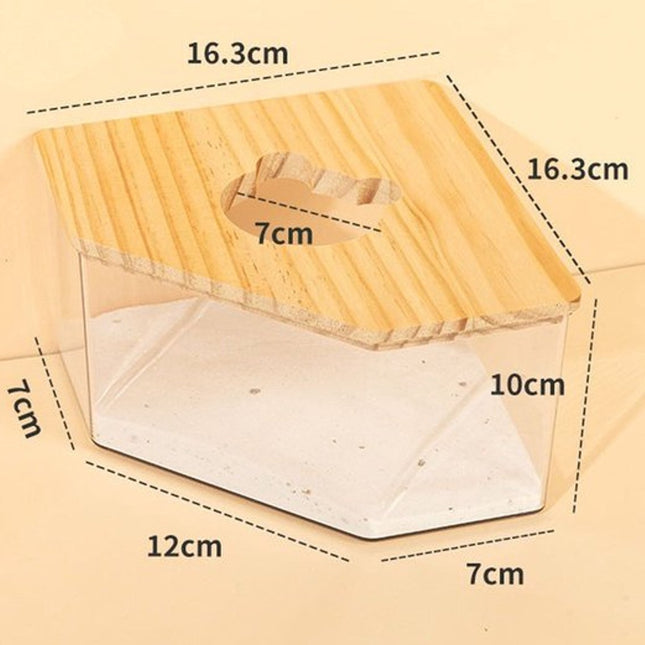 Sand Bath for Mice - Toilet Sand Bath - Dustbath for Rodents - Wooden Hamsters - Rodent Accessory Sand Bath - Sand Tray Enclosed House - Sand Tray - Triangle - Sand Bath for Hamsters and Small Animals - For Hamsters/Gerbils.