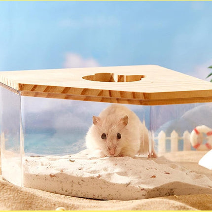 Sand Bath for Mice - Toilet Sand Bath - Dustbath for Rodents - Wooden Hamsters - Rodent Accessory Sand Bath - Sand Tray Enclosed House - Sand Tray - Triangle - Sand Bath for Hamsters and Small Animals - For Hamsters/Gerbils.