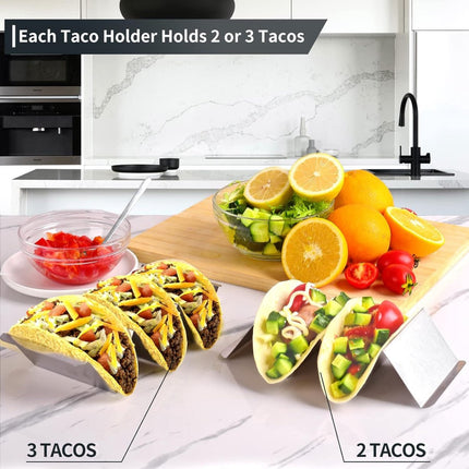Taco Holder with 3 Compartments - Set of 2 - Stainless Steel - Taco Holder - Tortilla Holder - Tortilla Stand - Taco Rack - Taco and Tortilla Rack - Oven Safe - For 6 Tacos - Serving Dishes - Cooking & Dining - Cookware.