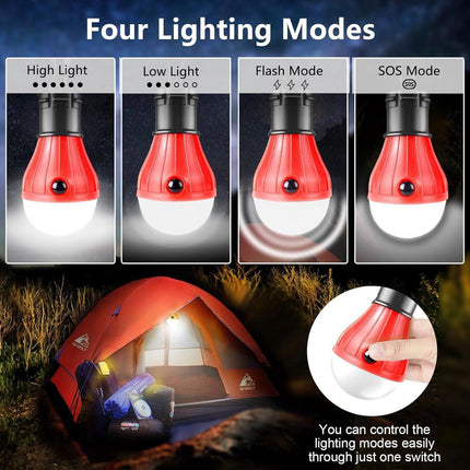 Camping Lamp - 4-Piece - Camping - Creative Adjustable LED Tent Lamp - Portable Camping Lamp - Camp Lamp - Tent Lighting - Lights - IPX4 Waterproof - Bright - Battery Operated Emergency - 4 Lighting Modes - for Outdoor / Fishing / Travel / Camping.