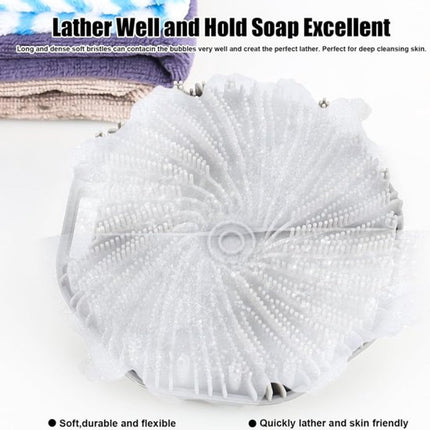 Silicone Bath Brush - 2 Pieces - Dry Brush Skin Brush - Back Scrubber - Body Scrubbers - Body Brush - Back Brush Shower - Shower Brush - Silicone Brush - Massage - Bath & Shower Accessories - Easy Lathering - Ergonomic Handle - Grey.