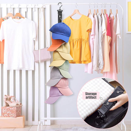 Hat Rack - 2 Pieces - Cap Rack - Cap Organizer - Wall Hat Hook - Hat Holder - Simple Hat Rack - Clothes Hanger - Cap Organizer - Cap Holder - Hanging Baseball Cap - Wall Mount with Hooks - 360 Degree Rotatable - 8 Hat Storage Clips.
