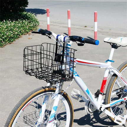 Bicycle Basket - Professional Front Bicycle Basket - Universal Handlebar Bicycle Basket - Small Bicycle Basket - Bicycle Crate - Fine Mesh Steel - with Handle and Hooks - Ideal for Bicycle / Scooter / Everyday Cyclists / Cycling Enthusiasts - Black.