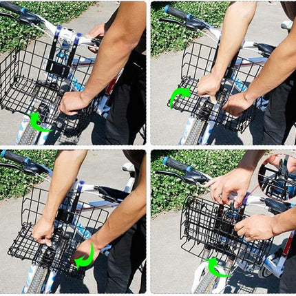 Bicycle Basket - Professional Front Bicycle Basket - Universal Handlebar Bicycle Basket - Small Bicycle Basket - Bicycle Crate - Fine Mesh Steel - with Handle and Hooks - Ideal for Bicycle / Scooter / Everyday Cyclists / Cycling Enthusiasts - Black.