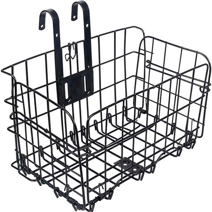 Bicycle Basket - Professional Front Bicycle Basket - Universal Handlebar Bicycle Basket - Small Bicycle Basket - Bicycle Crate - Fine Mesh Steel - with Handle and Hooks - Ideal for Bicycle / Scooter / Everyday Cyclists / Cycling Enthusiasts - Black.
