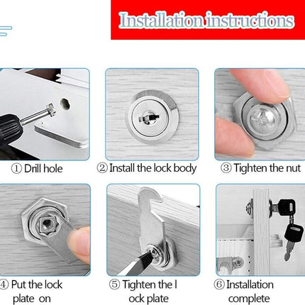 Tilt Lock - 10 Pieces - Locker Lock - Letterbox Lock - 16 mm - Includes 20 Keys - Furniture Lock - Drawer Lock - Small Lock with Keys - Sturdy Letterbox Lock - Protect Your Privacy - 10-Piece Value Set.