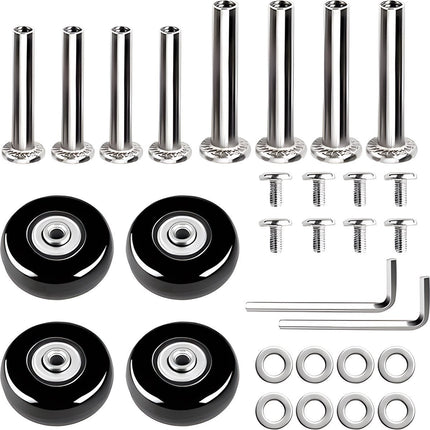 4 Pieces Rubber Swivel Casters - 50x18cm - Suitcase Casters - Swivel Casters - Stick-on - Mute - With Ball Bearings - With Screws And Wrench - Suitcase Swivel Caster - Replacement Casters - Repair Kits - Luggage Case - High Quality.