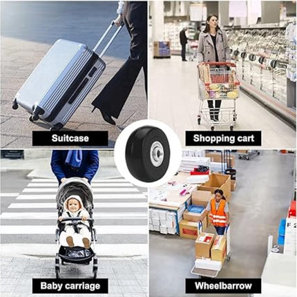 4 Pieces Rubber Swivel Casters - 50x18cm - Suitcase Casters - Swivel Casters - Stick-on - Mute - With Ball Bearings - With Screws And Wrench - Suitcase Swivel Caster - Replacement Casters - Repair Kits - Luggage Case - High Quality.