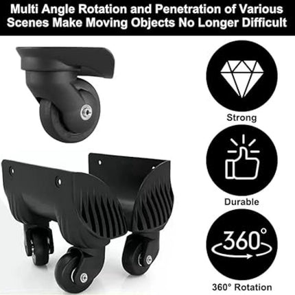 4 Pieces Rubber Swivel Casters - 50x18cm - Suitcase Casters - Swivel Casters - Stick-on - Mute - With Ball Bearings - With Screws And Wrench - Suitcase Swivel Caster - Replacement Casters - Repair Kits - Luggage Case - High Quality.