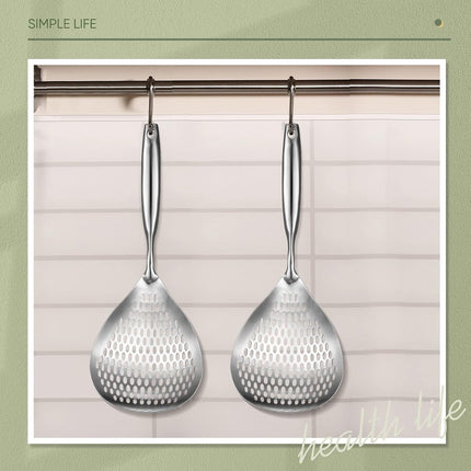 Skimmer - Stainless Steel - Deep-frying Spoon - Deep-frying Scoop - Food Sieve - Skimmer Spoon - Colander Spoon - Non-Stick - Hanging Handle - Dishwasher Safe - Draining Potatoes/Vegetables/Pasta - Sieve - Colander - Cooking Supplies - Kitchen Tools.