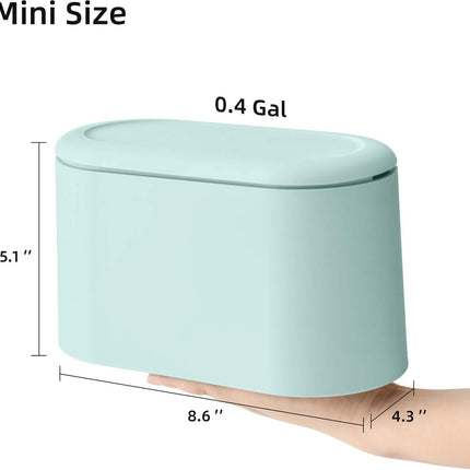 Trash Can - Sensor Trash Can - Sturdy - Countertop Waste Bin - Mini Trash Can - Desktop - Tabletop Waste Bin - Plastic Trash Can - Bathroom Waste Bin - Recycling Waste Bin - Car Trash Can - Blue - Office Trash Cans - Home / Office.