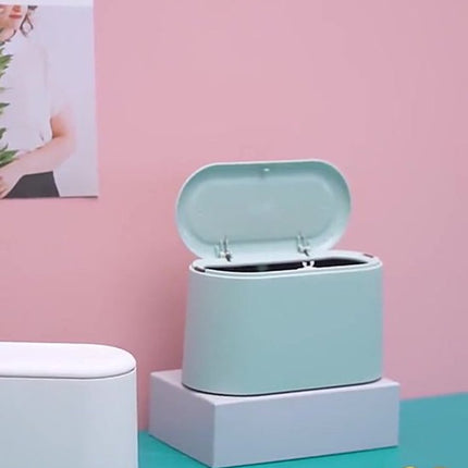 Trash Can - Sensor Trash Can - Sturdy - Countertop Waste Bin - Mini Trash Can - Desktop - Tabletop Waste Bin - Plastic Trash Can - Bathroom Waste Bin - Recycling Waste Bin - Car Trash Can - Blue - Office Trash Cans - Home / Office.