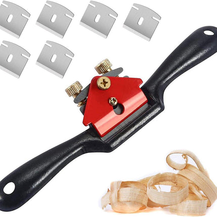 Spoke Plane Flat 210 mm - Spoke Plane - Block Plane - Hand Block Plane - Angle Plane - Hand Planers - Wood Planing - Wood - Woodworking - Edge - Rust-resistant - With 6 Planer Blades - Adjustable Spoke Planer With Screws.