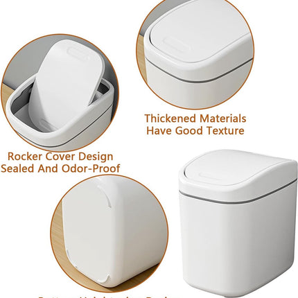 Countertop Waste Bins - Car Trash Can - With Flip-Up Lid - Small Countertop Waste Bin - Mini Trash Can - Tabletop Waste Bin - Plastic Trash Can - Bathroom Waste Bin - Recycling Waste Bin - Handy Trash Can - Office Waste Bins - Home / Office.