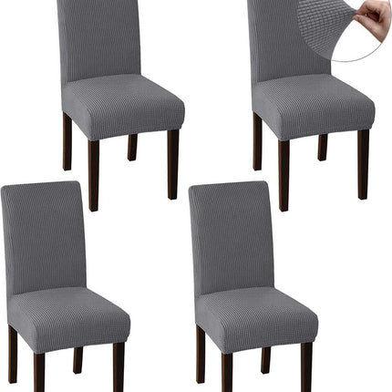 Chair Covers - 4 Pieces - Dining Room Chair Cover - Sofa Cover - Chair Covers for Dining Chairs - Chair Protectors - Stretch Chair Covers - Chair Cover - Water-Repellent - Office and Home Use - Cover - Protect Your Chairs Stylishly - Light Grey