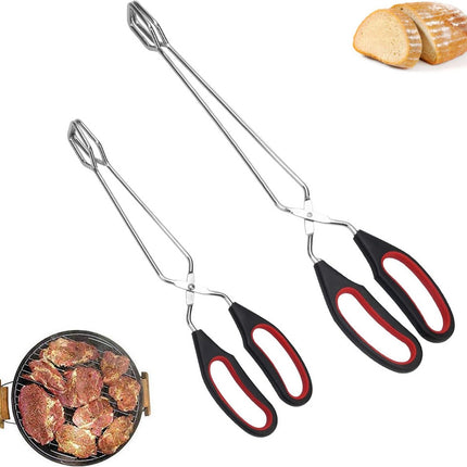 BBQ Tongs - Set of 2 - Barbecue Tongs - Meat Tongs - Grill Tongs - Kitchen Tongs - Meat Tweezers - Serving Tongs - Kitchen Tweezers - Scissor Tongs - Bread Tongs - Charcoal Tongs - Barbecue Accessory - Kitchen Utensils - Comfortable Grip - Durable - Dishw.