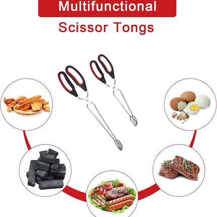 BBQ Tongs - Set of 2 - Barbecue Tongs - Meat Tongs - Grill Tongs - Kitchen Tongs - Meat Tweezers - Serving Tongs - Kitchen Tweezers - Scissor Tongs - Bread Tongs - Charcoal Tongs - Barbecue Accessory - Kitchen Utensils - Comfortable Grip - Durable - Dishw.