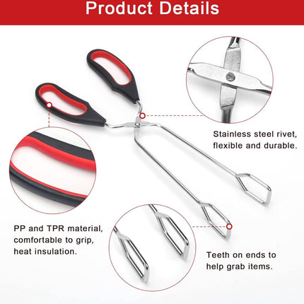 BBQ Tongs - Set of 2 - Barbecue Tongs - Meat Tongs - Grill Tongs - Kitchen Tongs - Meat Tweezers - Serving Tongs - Kitchen Tweezers - Scissor Tongs - Bread Tongs - Charcoal Tongs - Barbecue Accessory - Kitchen Utensils - Comfortable Grip - Durable - Dishw.