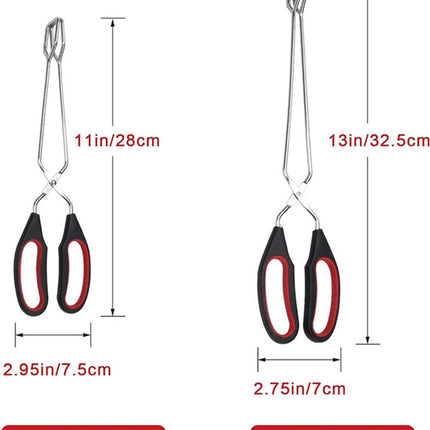 BBQ Tongs - Set of 2 - Barbecue Tongs - Meat Tongs - Grill Tongs - Kitchen Tongs - Meat Tweezers - Serving Tongs - Kitchen Tweezers - Scissor Tongs - Bread Tongs - Charcoal Tongs - Barbecue Accessory - Kitchen Utensils - Comfortable Grip - Durable - Dishw.