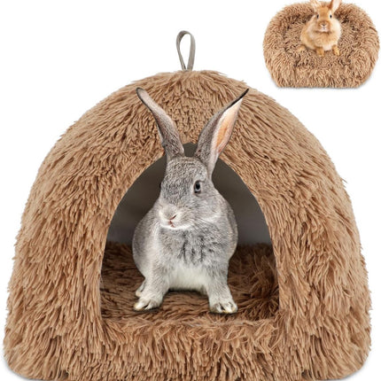 Cat Basket - Rabbit House - Cat House - Plush - Warmth - 40x40x37 CM - Rodent - Cat Bed - Kitten Basket - Animal House - Cat Cushion - Cat Den - Cat Houses - Cat Cave - Brown - Comfortable & Soft - For Rabbits, Cat, Guinea Pigs, Hamsters, Puppies.