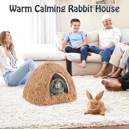 Cat Basket - Rabbit House - Cat House - Plush - Warmth - 40x40x37 CM - Rodent - Cat Bed - Kitten Basket - Animal House - Cat Cushion - Cat Den - Cat Houses - Cat Cave - Brown - Comfortable & Soft - For Rabbits, Cat, Guinea Pigs, Hamsters, Puppies.