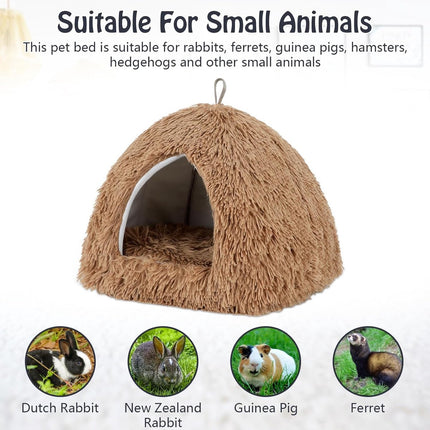 Cat Basket - Rabbit House - Cat House - Plush - Warmth - 40x40x37 CM - Rodent - Cat Bed - Kitten Basket - Animal House - Cat Cushion - Cat Den - Cat Houses - Cat Cave - Brown - Comfortable & Soft - For Rabbits, Cat, Guinea Pigs, Hamsters, Puppies.