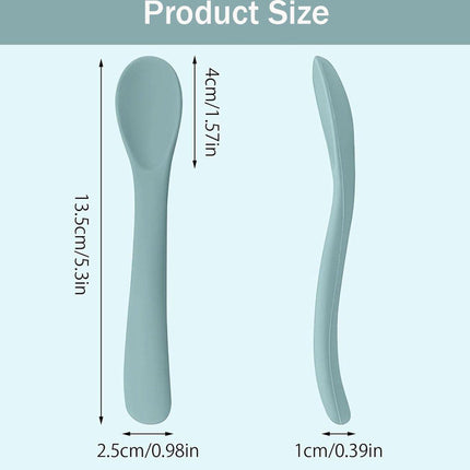 Silicone Baby Spoons - 6 Pieces - Children's Spoons - BPA Free - Cutlery Spoon - Soft Spoons - Baby Cutlery - Children's Cutlery - Feeding Spoon - Spoons for Learning to Eat with Cutlery - Tablespoon.