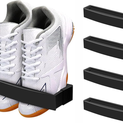 Hanging Shoe Rack for Door - Self-Adhesive Shoe Racks - 4 Pieces - Shoe Rack - Shoe Storage - Shoe Organizer - Shoe Storage System - Shoe Rack - Hanging Shoe Rack for Door - Adjustable Wall-Mounted Shoe Rack - Black - No Drilling Required.