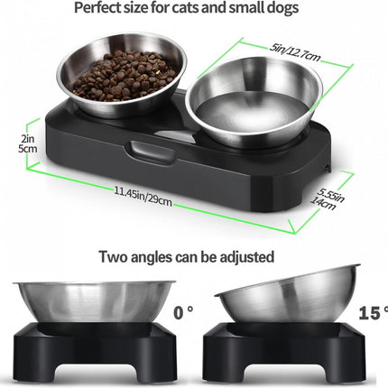 Pet Water & Food Set - 2 Pieces - BPA-Free - Dog Food Bowl - Cat Food Bowl - With Stand - Cat Food Bowls - Drinking Bowl - Double Food and Drinking Bowl - 2 in 1 Pet Bowl - Dog and Cat - Bowls Are Dishwasher Safe.