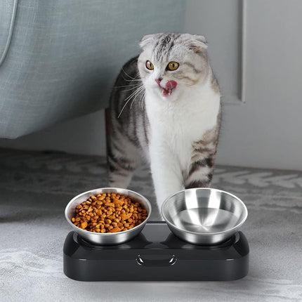 Pet Water & Food Set - 2 Pieces - BPA-Free - Dog Food Bowl - Cat Food Bowl - With Stand - Cat Food Bowls - Drinking Bowl - Double Food and Drinking Bowl - 2 in 1 Pet Bowl - Dog and Cat - Bowls Are Dishwasher Safe.