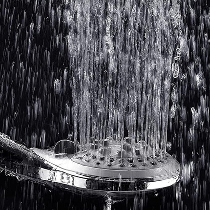 Water-Saving Shower Head - 5 Spray Settings - High Pressure - Hand Shower - Shower Set - With 1.5m Explosion-Proof Hose - Chrome - High Quality - Durable - Rain Shower - Silver - For Better Skin and Hair.