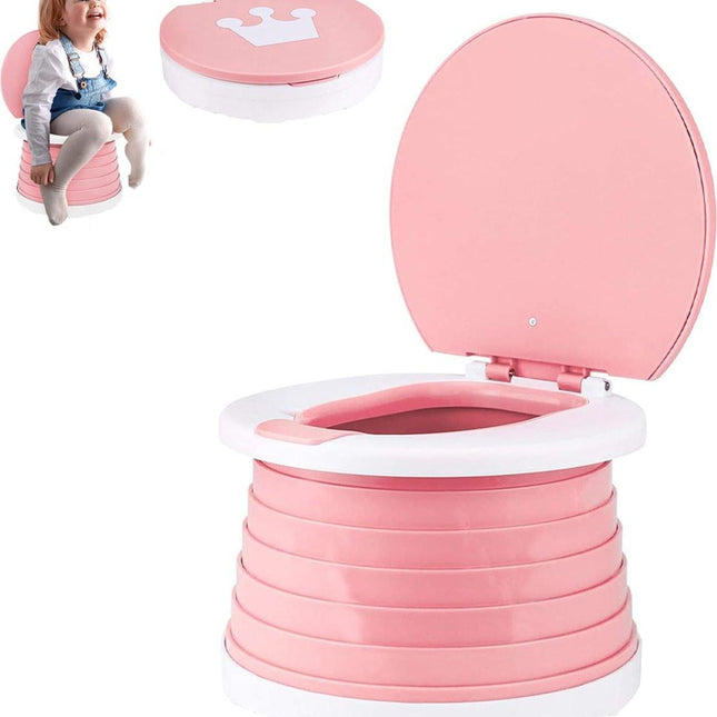 Potty - Child Potty - Toddler Potty - Potty with Lid - Toddler Potty with Lid - Trainer Toilet Seat - Potty for Children - Baby Toilet Seat - Children's Potty - Child-Friendly Design - For Boys and Girls - Portable - Foldable - Pink.
