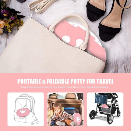 Potty - Child Potty - Toddler Potty - Potty with Lid - Toddler Potty with Lid - Trainer Toilet Seat - Potty for Children - Baby Toilet Seat - Children's Potty - Child-Friendly Design - For Boys and Girls - Portable - Foldable - Pink.
