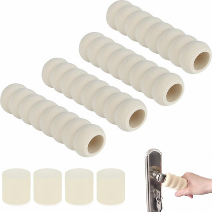 Door Stop - 4 Pieces - Wall Protector - Door Handle Protective Cover - Door Handle Buffers - Flexible Door Stoppers - Foam Door Handle Protector - Door Hardware - Bumper - Child Safety - Foam Rubber - White.