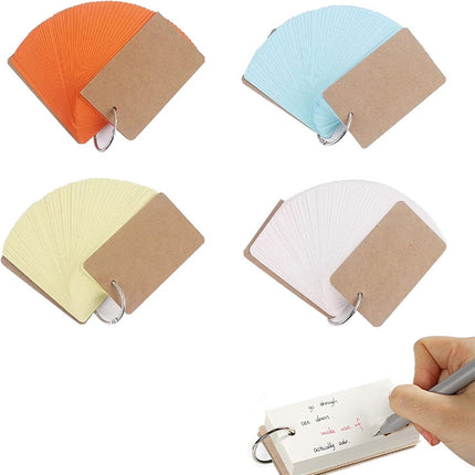 Index Cards - 4 Colors - Flashcards - Flashcards - Vocabulary Cards - Lined - Colorful Learning Cards - Flashcards 200 Pieces - Learning Vocabulary with Rings - Learning Cards - For On the Go - Learning Notes - School Supplies - Home - Office.