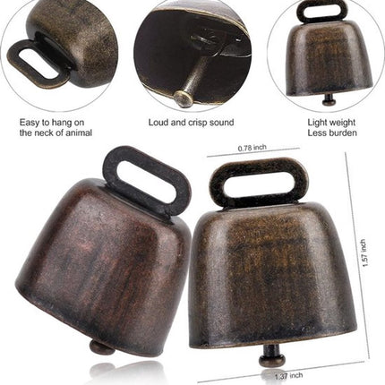 Cowbell 6 Pieces - Christmas Bells - Bell - Grazing Cowbell - Metal Cow Bell Small Bells - Goat Bell - Horse - Doorbell - Dog Bell - Christmas Decoration - Brass Ship's Bell - Animal Bells - Table Bell/Hand Bells - Decorative Bells - Farm - Animal Gift.
