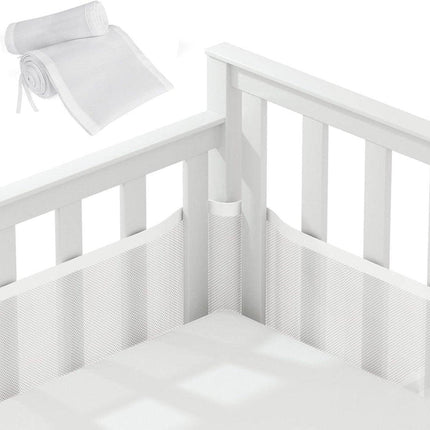 Baby Crib Bumper Set - Set of 2 - Bed Bumper - Bed Side Protectors - Anti-Bump Edge - Breathable Mesh - Baby Safety - Head Protector - Crib Bumper - 320x27cm & 150x27cm - White.