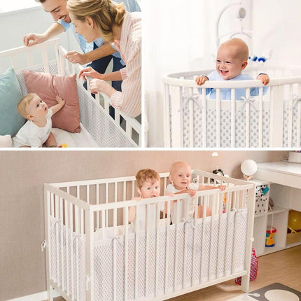 Baby Crib Bumper Set - Set of 2 - Bed Bumper - Bed Side Protectors - Anti-Bump Edge - Breathable Mesh - Baby Safety - Head Protector - Crib Bumper - 320x27cm & 150x27cm - White.