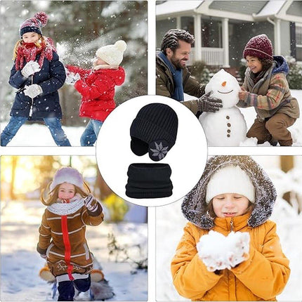 Hat & Scarf - Winter Kids' Hats - Kids' Hat - 2 In 1 Kids' Hat Scarf Set - 4 To 10 Years - Beanie - Boys And Girls - Hat For Children - Kids' Outdoor Hats - Children's Clothing - Scarf - Winter - One Size - Black.
