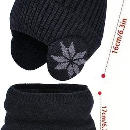 Hat & Scarf - Winter Kids' Hats - Kids' Hat - 2 In 1 Kids' Hat Scarf Set - 4 To 10 Years - Beanie - Boys And Girls - Hat For Children - Kids' Outdoor Hats - Children's Clothing - Scarf - Winter - One Size - Black.