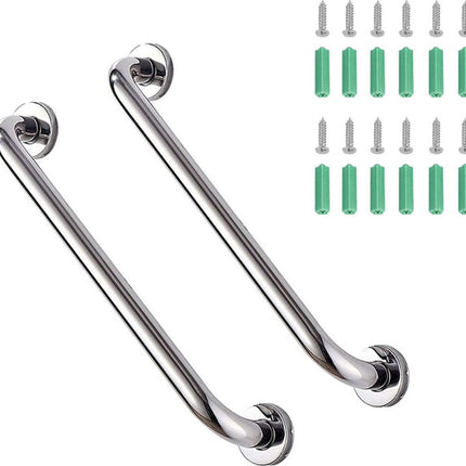 Wall Grab Bar - Extra Grip - 2 Pieces - 30 Cm - Stainless Steel - Handle / Wall Grab Bar for Bathroom / Shower / Toilet - Toilet Grab Bar - Bath Grab Bar - Shower Grab Bar - Non-Slip Grab Bar - Bathroom Handle - Safety Grip - High Load Capacity - Screws I.
