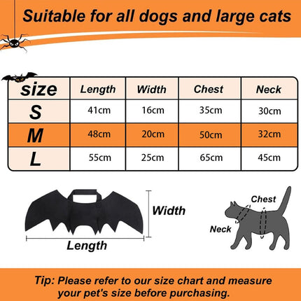 Dog Costume - Dog Halloween Costume With Pumpkin Bell - Clothing For Dogs - Cat Clothing - Funny Dog Suit - Halloween Bat Wings - Halloween Rug For Dog Or Cat - Size M - Animal Clothing - Halloween.