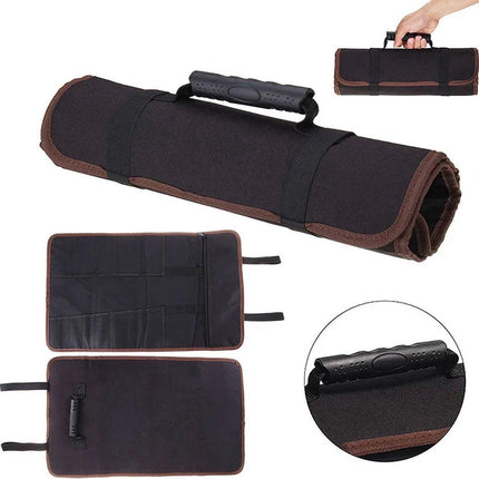Roll-Up Case - Tool Bag - 600d Oxford Cloth - With Handle - Water-Resistant - Portable - Inner Pocket with Zipper - Easy Roll Bag - Multiple Compartments - 58 x 35 cm - Tool Pouch - Tool Roll - Black - Wear-Resistant & Durable (Without Tools).