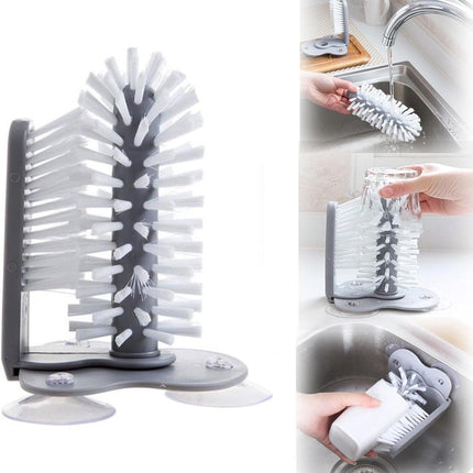 Rinse Brush - Glass Rinse Brush - Beer Glass Cleaner - For Glasses And Cutlery - Brush Cleaner - With Suction Foot - Dish Brush For Glasses - Cups - Mugs - Wine Glasses - Beer Glasses - Bar - Handy Kitchen Tools - For Cups, Mugs Or Glasses.